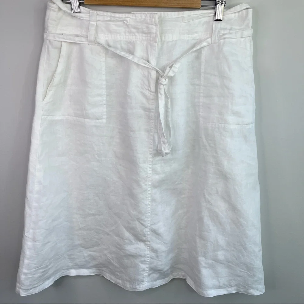 Saint Tropez West White Linen Skirt Size 12 - Picture 3 of 9